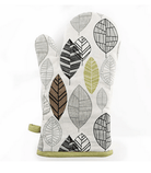 Kitchen Oven Glove With Contemporary Green Leaf Print Design - Price Crash Furniture