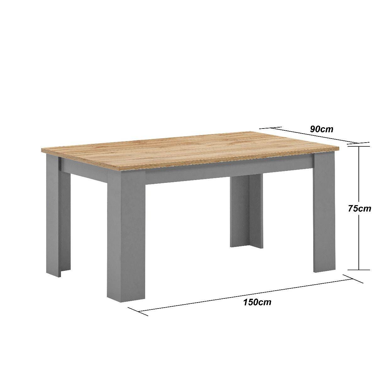 Lisbon 3 piece dining set: 150cm table, 2 benches Grey - Price Crash Furniture