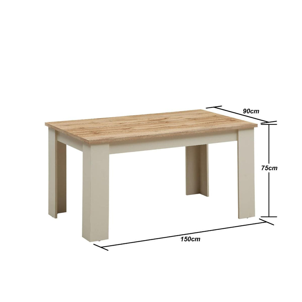 Lisbon 5 piece dining set: 150cm table, 2 benches, 2 stools - Price Crash Furniture
