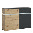 Luci 2 Door 2 Drawer Compact Sideboard (including LED lighting) In Platinum And Oak - Price Crash Furniture