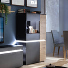 Luci 4 Door Low Display Cabinet Unit (including LED lighting) in Platinum and Oak - Price Crash Furniture