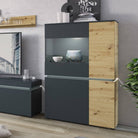 Luci 4 Door Low Display Cabinet Unit (including LED lighting) in Platinum and Oak - Price Crash Furniture