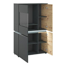 Luci 4 Door Low Display Cabinet Unit (including LED lighting) in Platinum and Oak - Price Crash Furniture