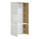 Luci 4 Door Tall Display Cabinet LH (including LED lighting) in White and Oak - Price Crash Furniture