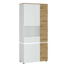 Luci 4 Door Tall Display Cabinet LH (including LED lighting) in White and Oak - Price Crash Furniture