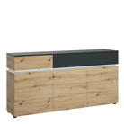 Luci Large 3 Door 2 Drawer Sideboard (including LED lighting) in Platinum and Oak - Price Crash Furniture