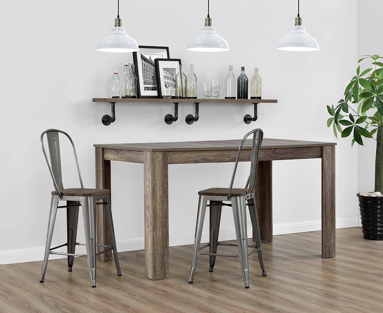 Luxor Pair of 24in Metal Counter Stools in Antique Gun Metal by Dorel - Price Crash Furniture