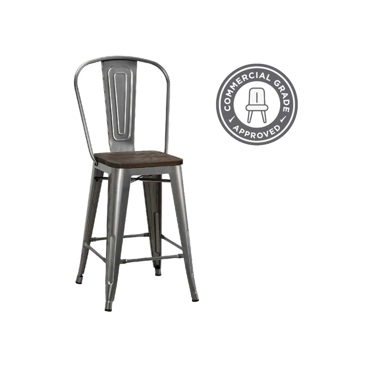 Luxor Pair of 24in Metal Counter Stools in Antique Gun Metal by Dorel - Price Crash Furniture