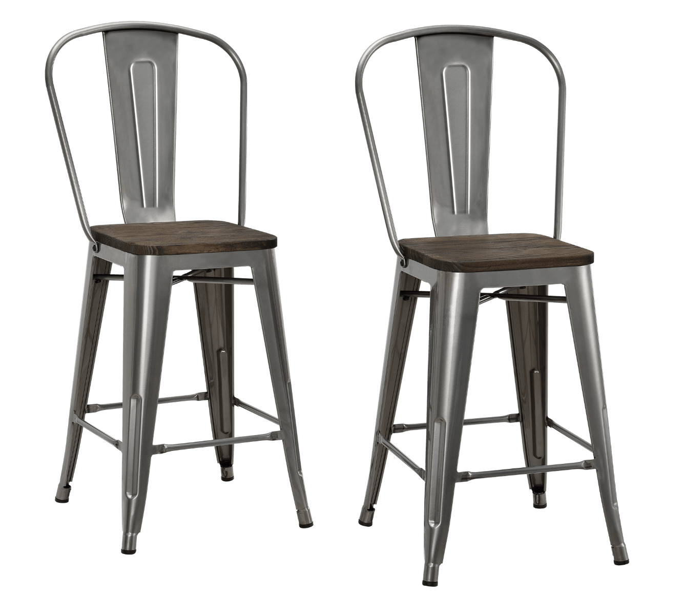 Luxor Pair of 24in Metal Counter Stools in Antique Gun Metal by Dorel - Price Crash Furniture