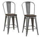 Luxor Pair of 24in Metal Counter Stools in Antique Gun Metal by Dorel - Price Crash Furniture