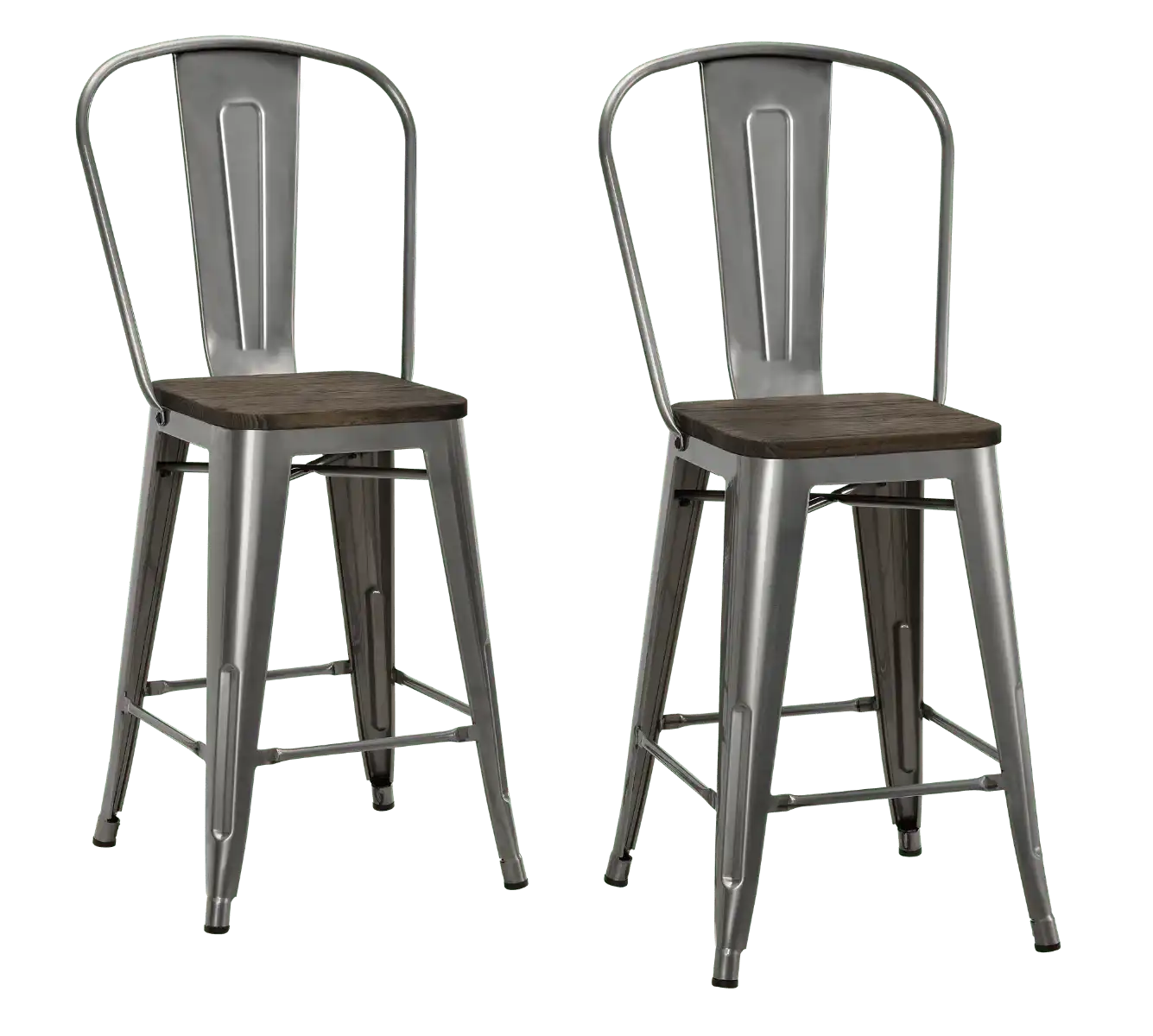 Luxor Pair of 24in Metal Counter Stools in Antique Gun Metal by Dorel - Price Crash Furniture