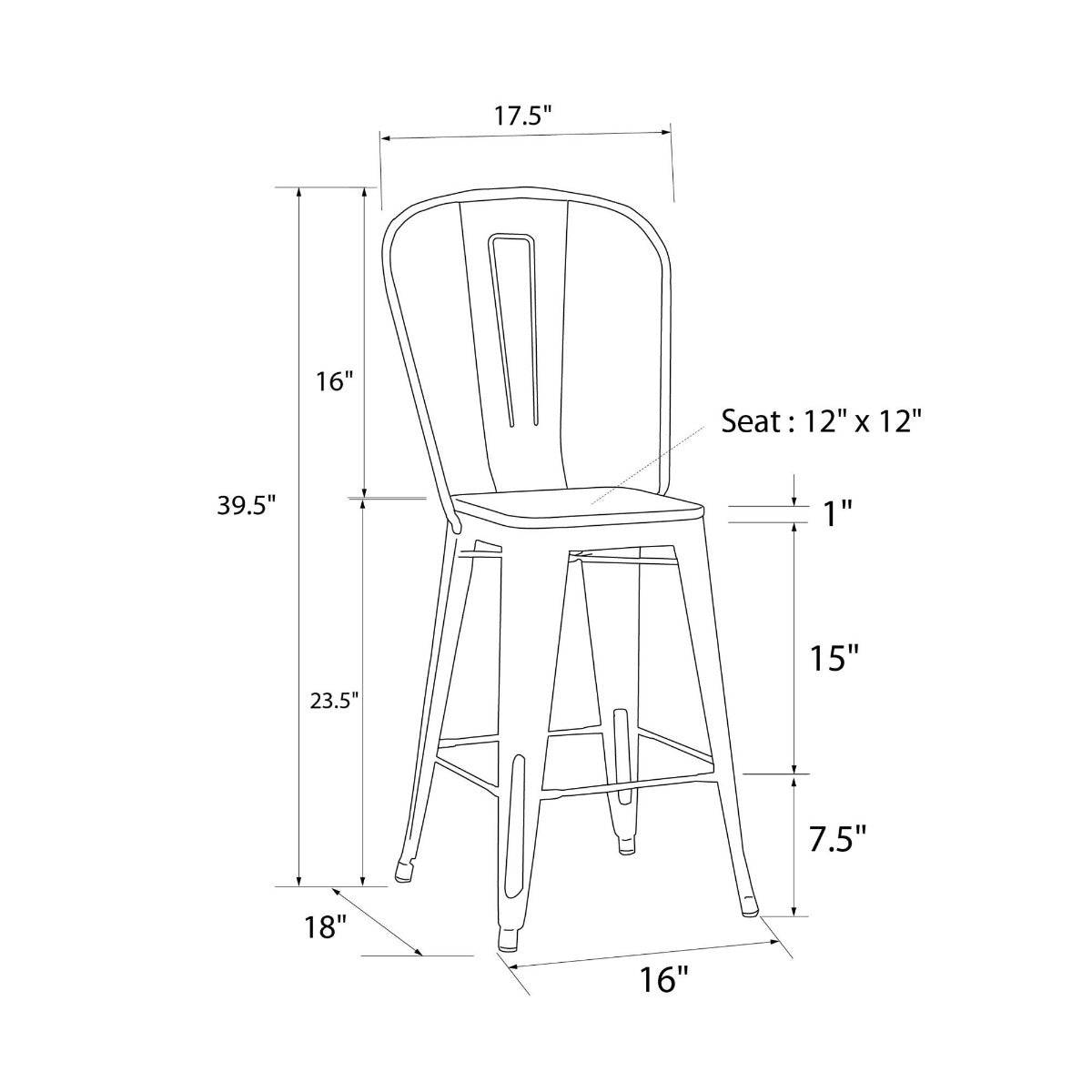 Luxor Pair of 24in Metal Counter Stools in Antique Gun Metal by Dorel - Price Crash Furniture