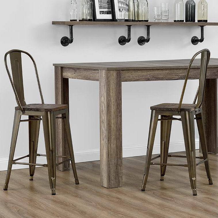 Luxor Pair of 24in Metal Counter Stools in Bronze by Dorel - Price Crash Furniture