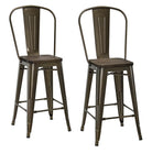 Luxor Pair of 24in Metal Counter Stools in Bronze by Dorel - Price Crash Furniture