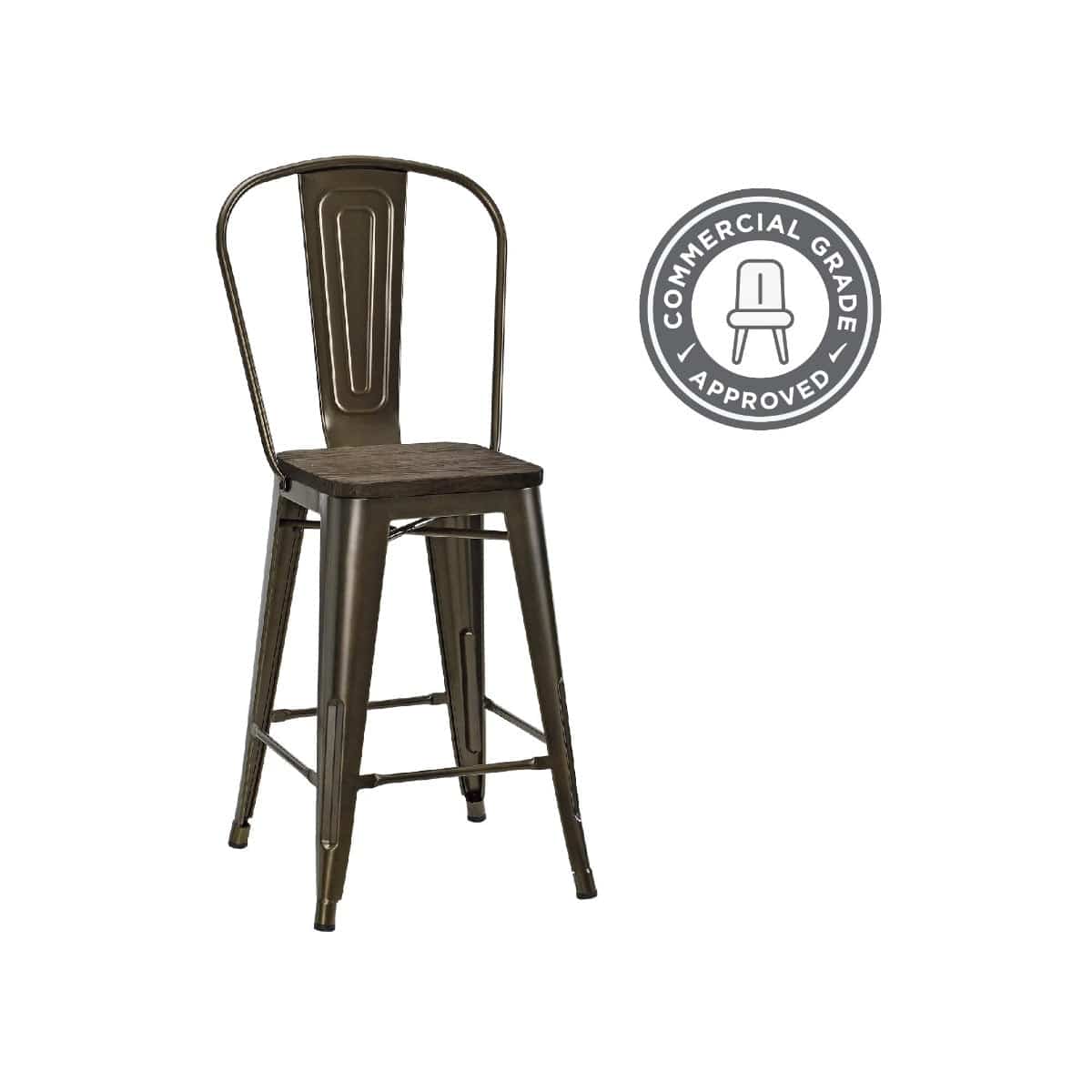 Luxor Pair of 24in Metal Counter Stools in Bronze by Dorel - Price Crash Furniture