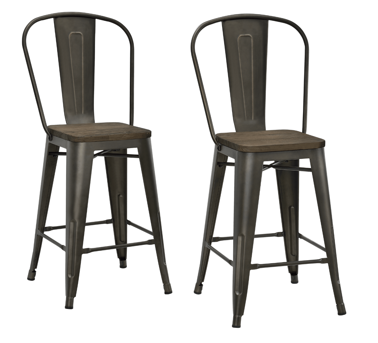 Luxor Pair of 24in Metal Counter Stools in Copper by Dorel - Price Crash Furniture