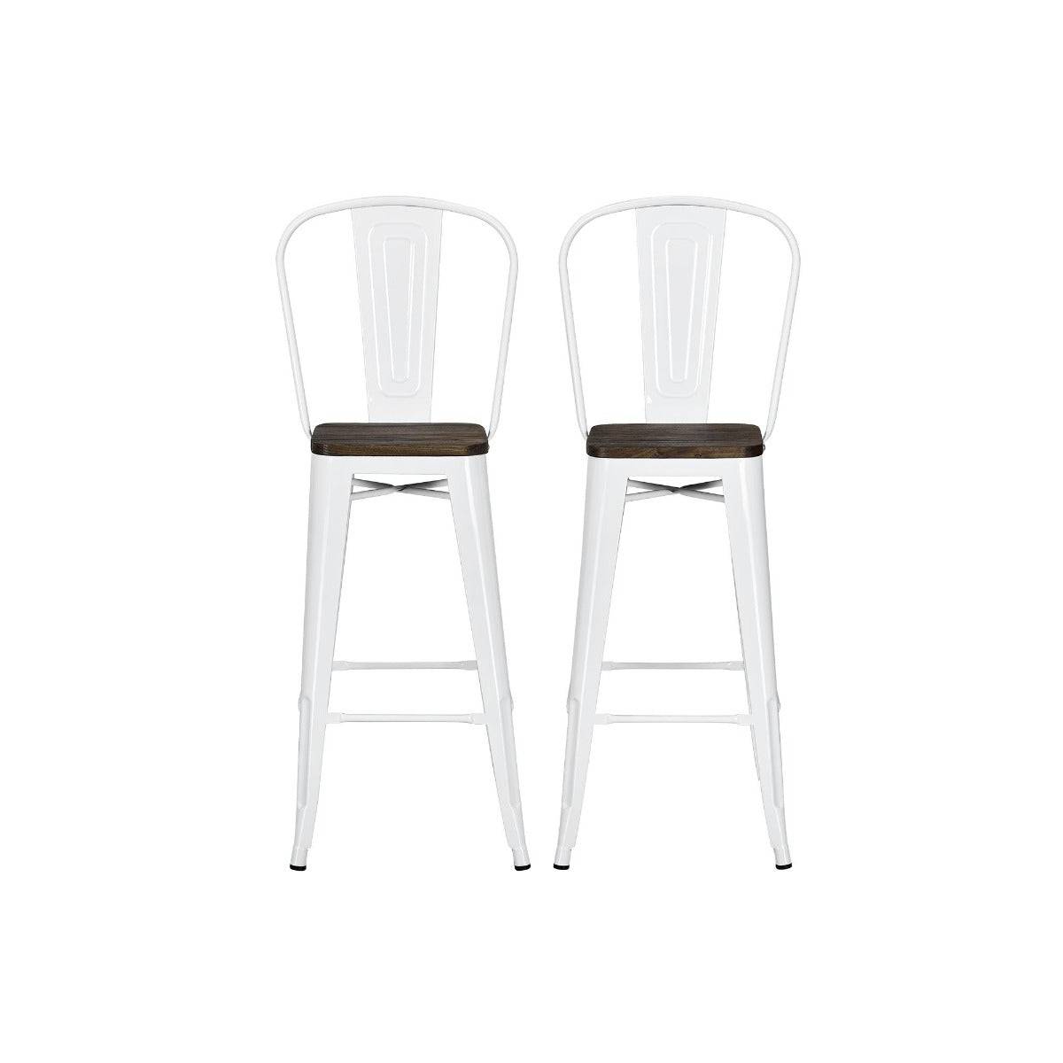 Luxor Pair of 24in Metal Counter Stools in Silver by Dorel - Price Crash Furniture