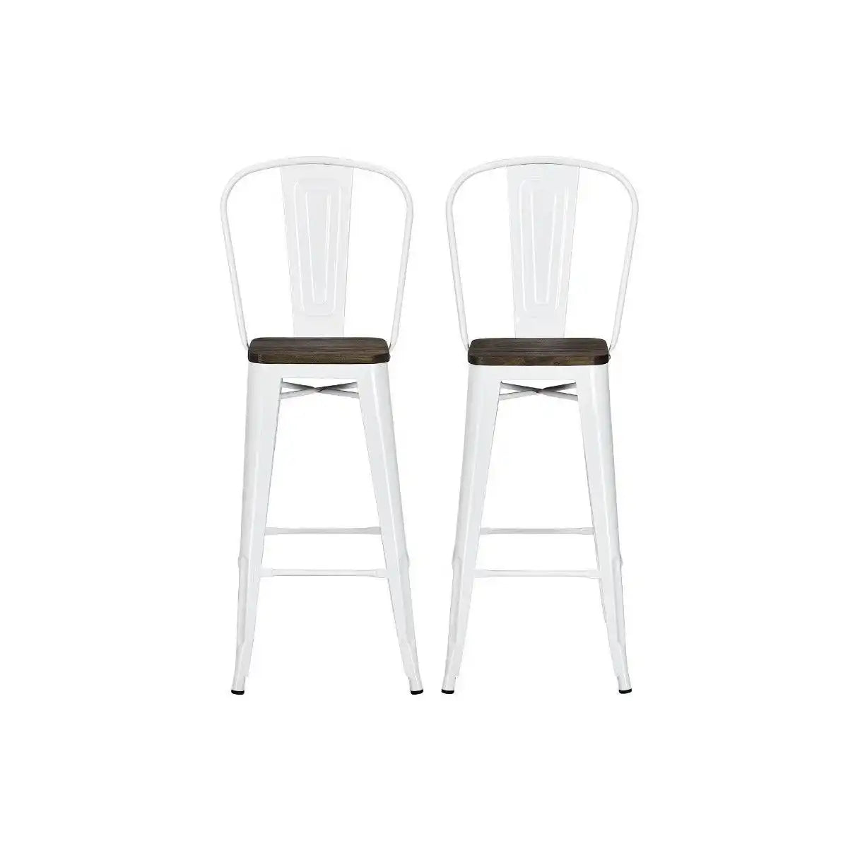 Luxor Pair of 24in Metal Counter Stools in Silver by Dorel - Price Crash Furniture