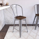 Luxor Pair of 24in Metal Counter Stools in White by Dorel - Price Crash Furniture