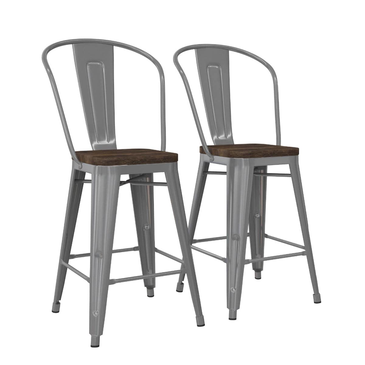 Luxor Pair of 24in Metal Counter Stools in White by Dorel - Price Crash Furniture