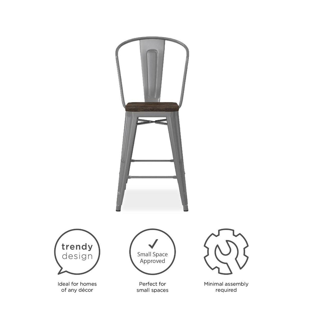 Luxor Pair of 24in Metal Counter Stools in White by Dorel - Price Crash Furniture
