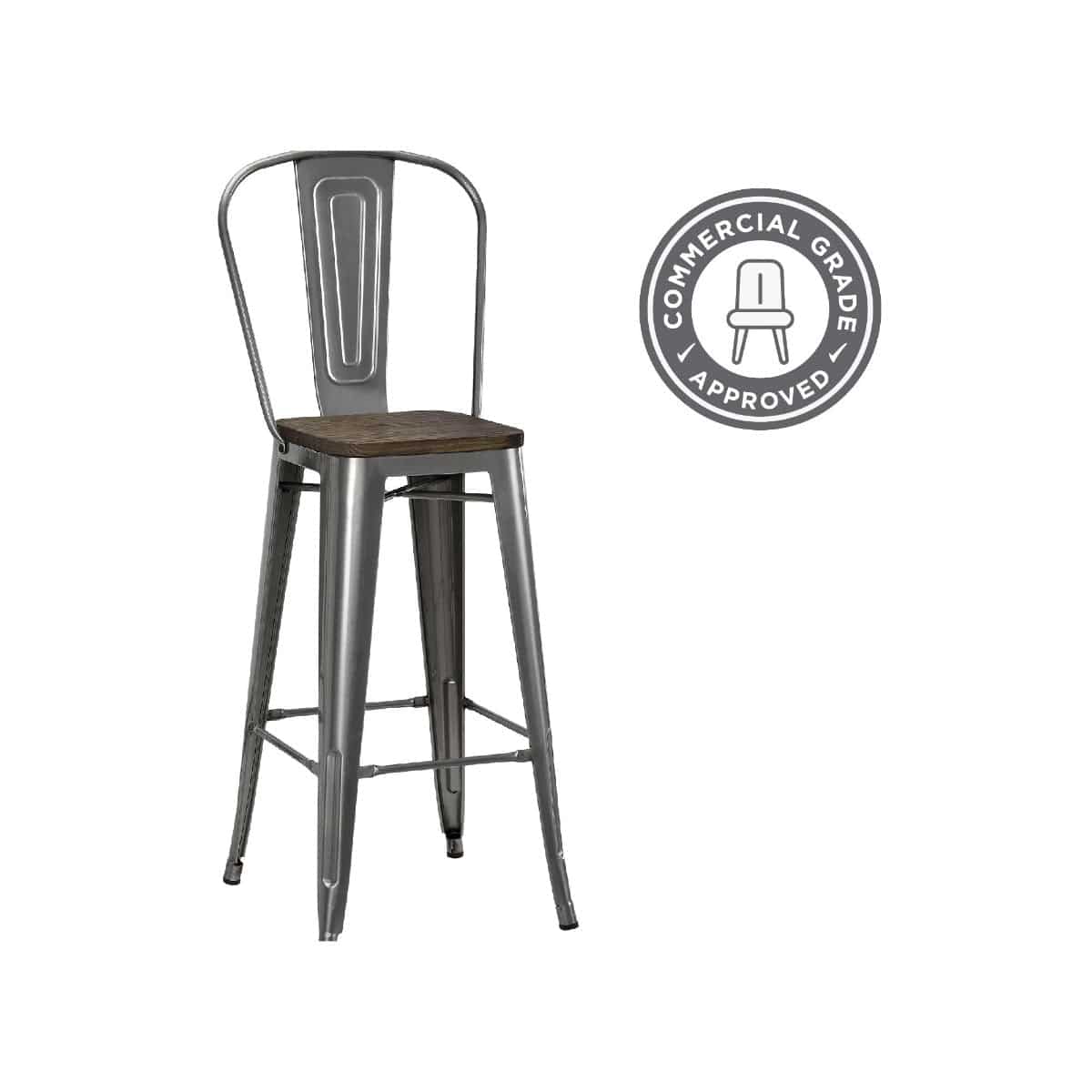 Luxor Pair of 30in Metal Bar Stools in Antique Gun Metal by Dorel - Price Crash Furniture