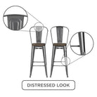 Luxor Pair of 30in Metal Bar Stools in Antique Gun Metal by Dorel - Price Crash Furniture