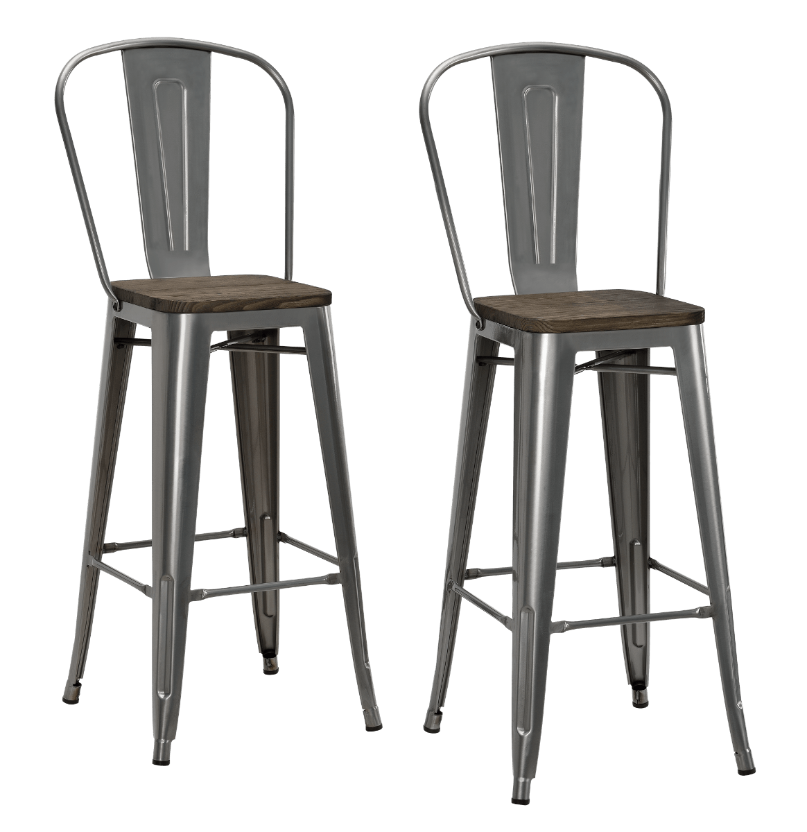 Luxor Pair of 30in Metal Bar Stools in Antique Gun Metal by Dorel - Price Crash Furniture