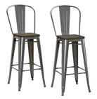 Luxor Pair of 30in Metal Bar Stools in Antique Gun Metal by Dorel - Price Crash Furniture