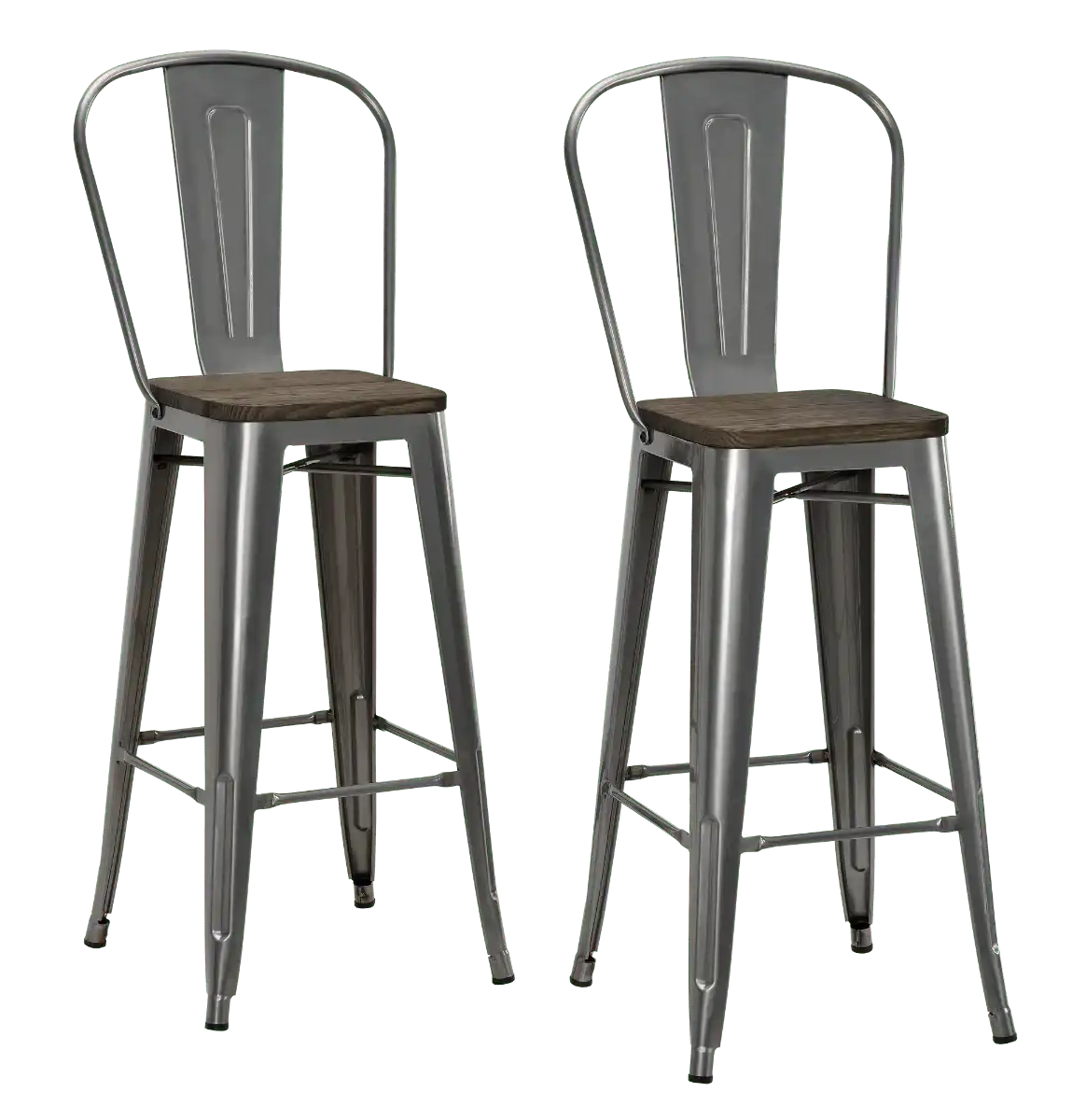 Luxor Pair of 30in Metal Bar Stools in Antique Gun Metal by Dorel - Price Crash Furniture