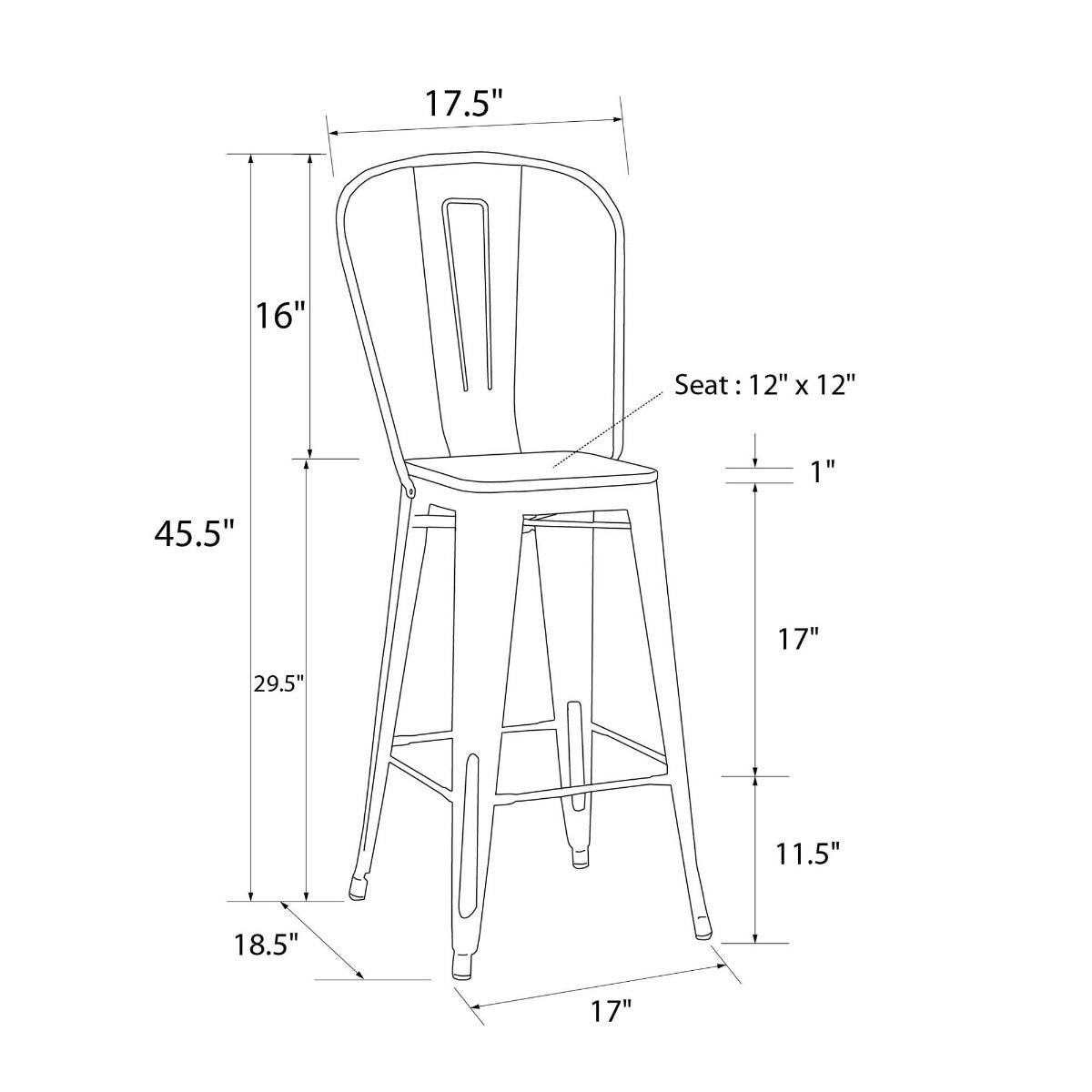 Luxor Pair of 30in Metal Bar Stools in Antique Gun Metal by Dorel - Price Crash Furniture