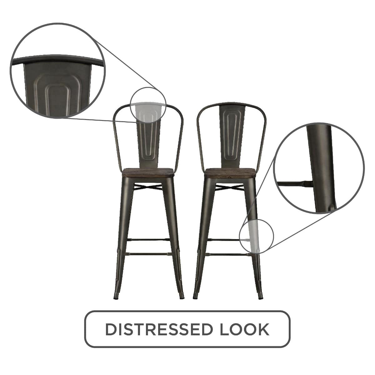 Luxor Pair of 30in Metal Bar Stools in Copper by Dorel - Price Crash Furniture