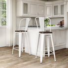 Luxor Pair of 30in Metal Bar Stools in White by Dorel - Price Crash Furniture