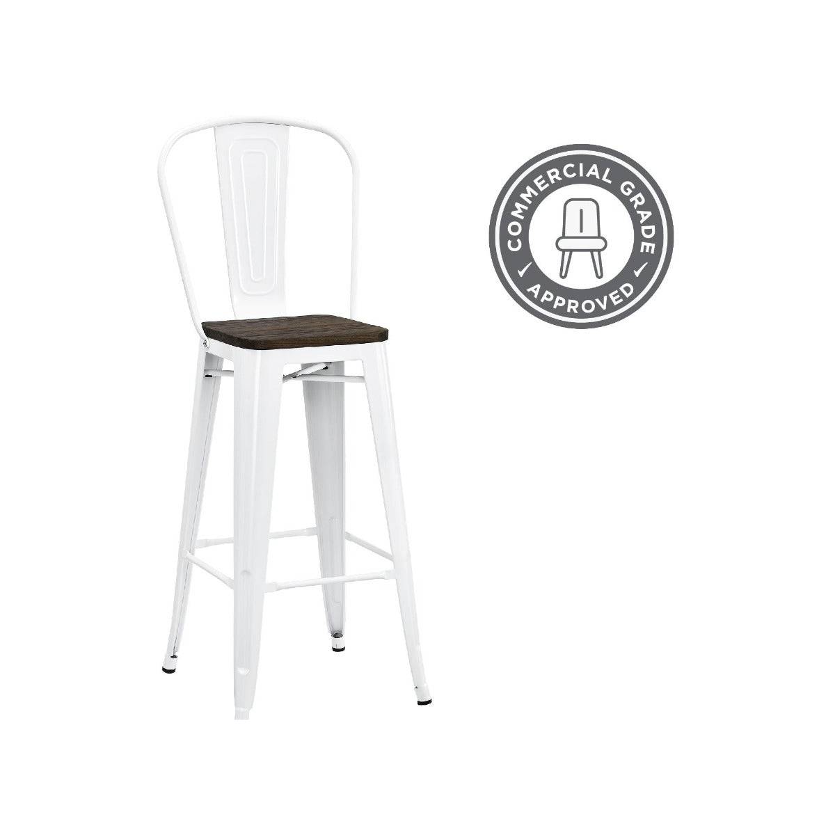 Luxor Pair of 30in Metal Bar Stools in White by Dorel - Price Crash Furniture