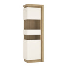 Lyon 198 cm Display Cabinet Narrow (LH) incl LED Lighting in Riviera Oak/White High Gloss - Price Crash Furniture