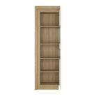 Lyon 198 cm Display Cabinet Narrow (RH) incl LED Lighting in Riviera Oak/White High Gloss - Price Crash Furniture