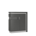 Lyon 2 Door Designer Cabinet (LH) (inc LED Lighting) in Platinum/Light Grey Gloss - Price Crash Furniture