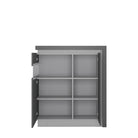 Lyon 2 Door Designer Cabinet (LH) (inc LED Lighting) in Platinum/Light Grey Gloss - Price Crash Furniture