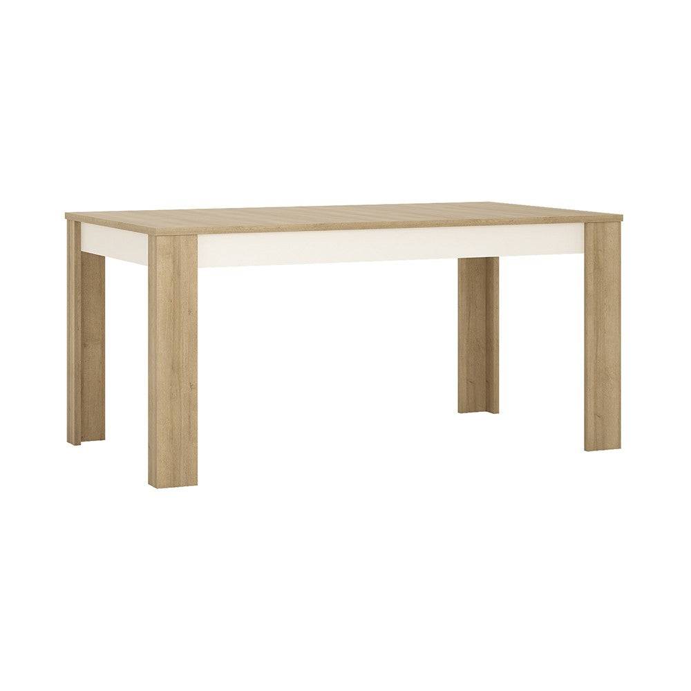 Lyon Extending Large Dining Table 160/200 cm In Riviera Oak / White High Gloss - Price Crash Furniture