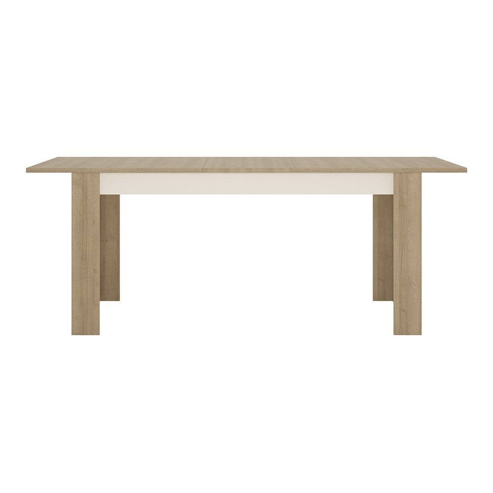 Lyon Extending Large Dining Table 160/200 cm In Riviera Oak / White High Gloss - Price Crash Furniture