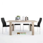 Lyon Extending Medium Dining Table 140/180 cm In Riviera Oak / White High Gloss - Price Crash Furniture