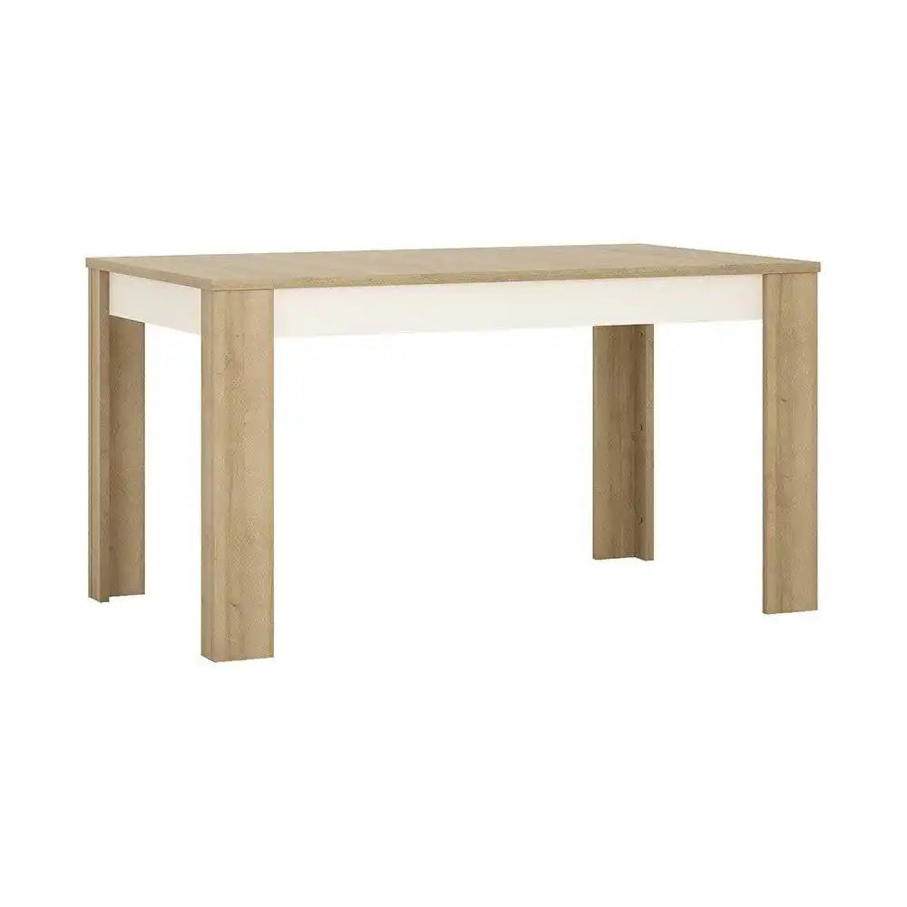 Lyon Extending Medium Dining Table 140/180 cm In Riviera Oak / White High Gloss - Price Crash Furniture