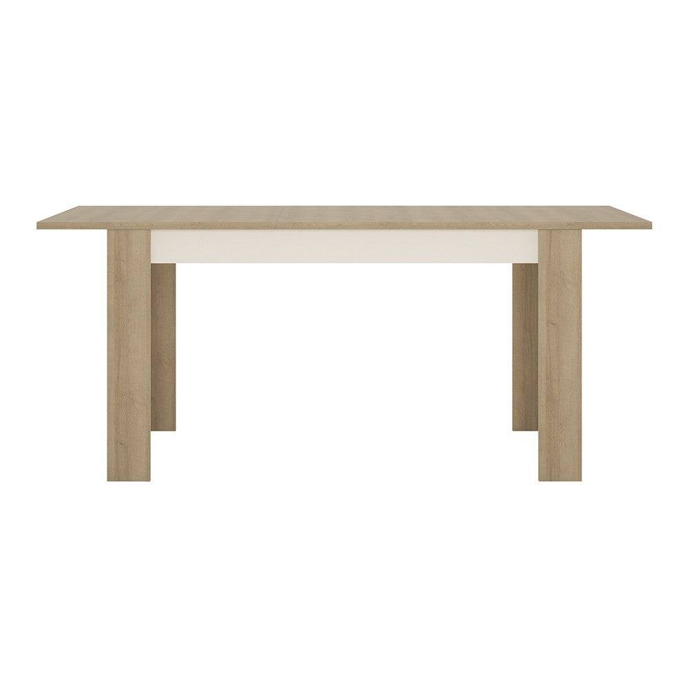 Lyon Extending Medium Dining Table 140/180 cm In Riviera Oak / White High Gloss - Price Crash Furniture