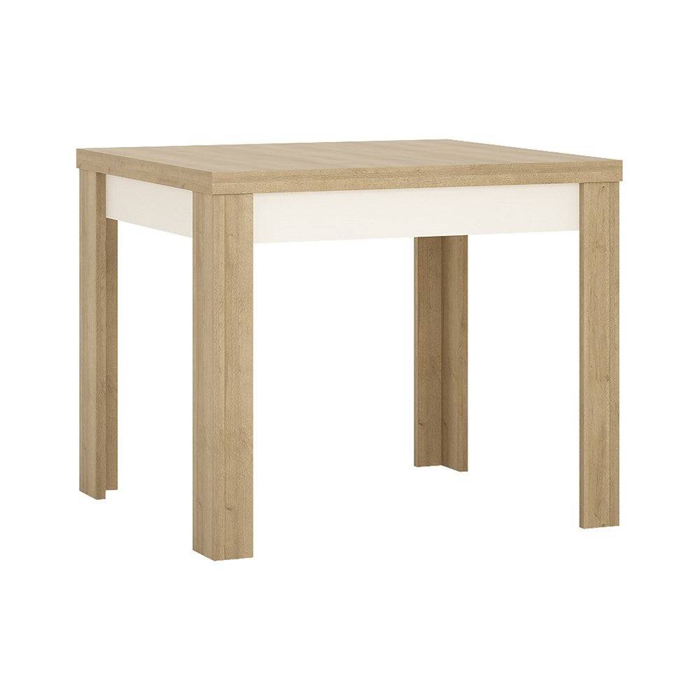 Lyon Extending Small Dining Table 90/180cm In Riviera Oak / White High Gloss - Price Crash Furniture