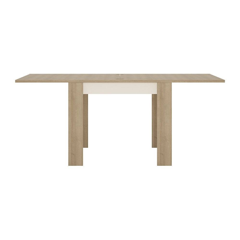 Lyon Extending Small Dining Table 90/180cm In Riviera Oak / White High Gloss - Price Crash Furniture