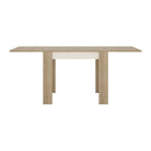 Lyon Extending Small Dining Table 90/180cm In Riviera Oak / White High Gloss - Price Crash Furniture