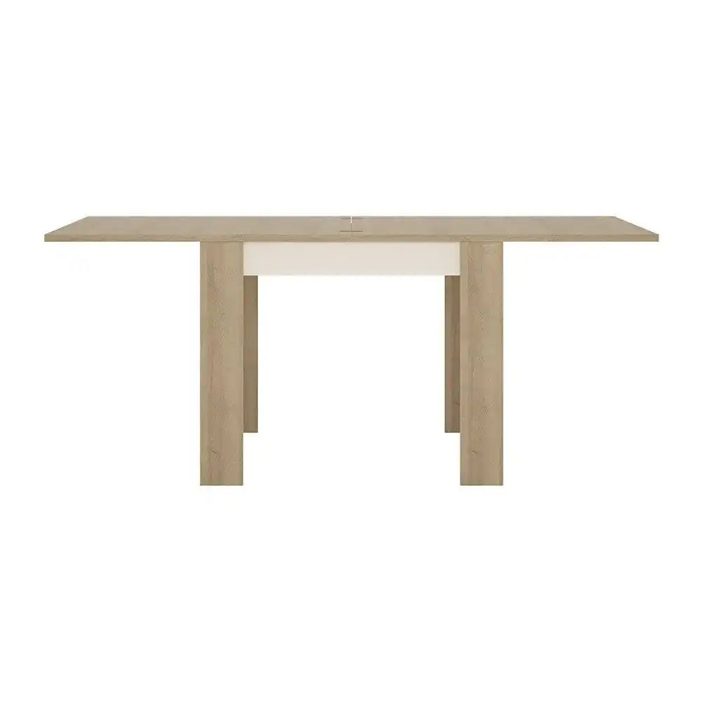 Lyon Extending Small Dining Table 90/180cm In Riviera Oak / White High Gloss - Price Crash Furniture