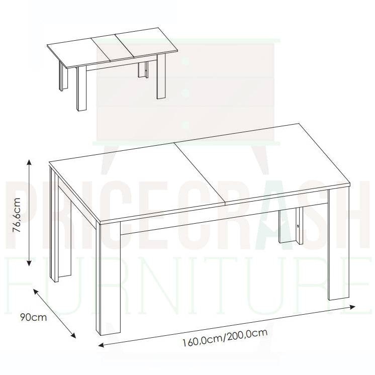 Lyon Large Extending Dining Table 160/200 cm in White High Gloss - Price Crash Furniture