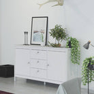 Madrid Large Wide Sideboard Buffet Unit 2 Doors + 3 Drawers in White - Price Crash Furniture