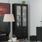 Madrid Shoe Cabinet Cupboard with 4 Storage Compartments in Matt Black - Price Crash Furniture